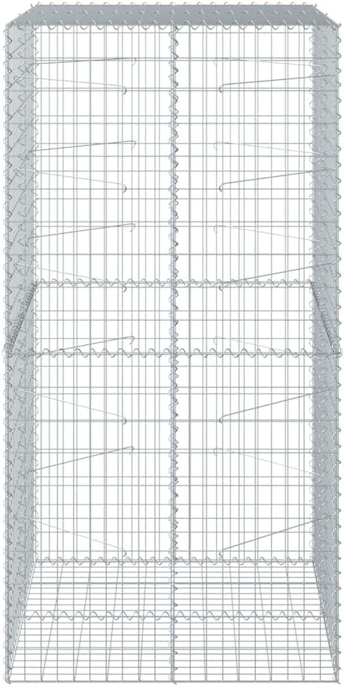 Gabion Basket with Cover 39.4x39.4x78.7 Galvanized Iron Raised Garden Bed Metal Planter Outdoor Garden Box for Landscaping Privacy Screens and Garden Decoration