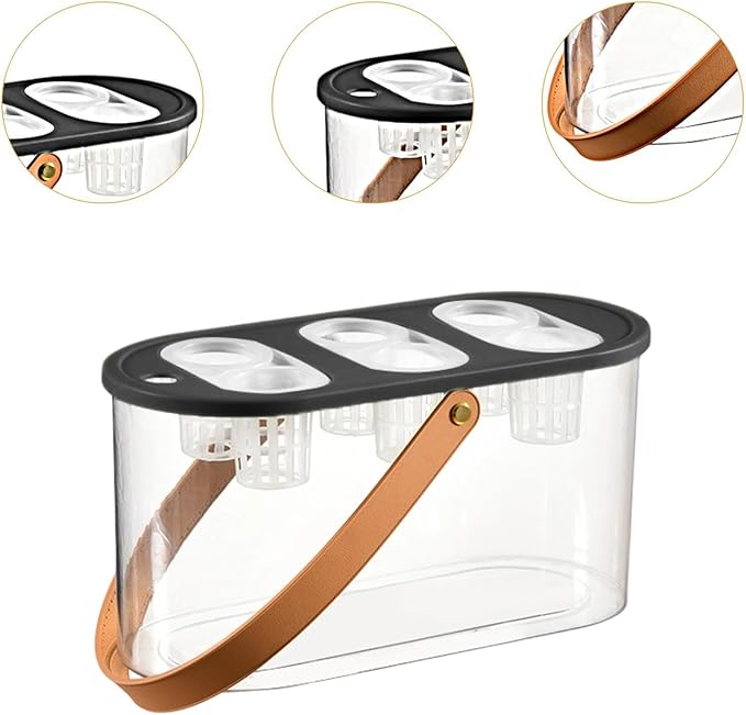 Hydroponics Grower Box with 6 Holes Hydroponic System Indoor Tabletop Mini Aquarium for Plants- Black