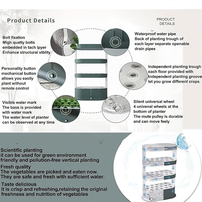 Hydroponics Growing System 4-Layer Indoor Garden Kit 64-Holes Vertical Garden Planter Smart Plants Germination Kit for Leafy Vegetables