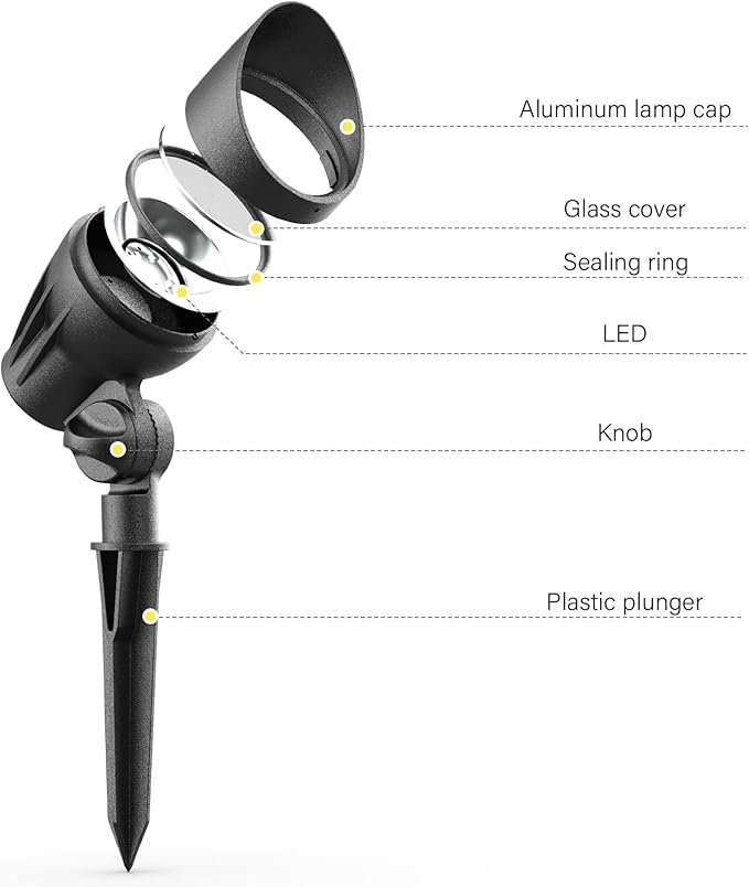 Outdoor Low Voltage Landscape Light Kit 11 Watt 300 Lumen 2700K Warm White LED Spotlights 12 Volt Flood Lights with Connector and Stake (1Pack)