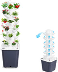 Vertical Hydroponics Garden Tower 30-Plant Hydroponic Growing System with 10L Tank 6 Layers Vertical Planter Towe Hydroponic Tower Garden Automatic Watering for Home Indoor Gardening System Black
