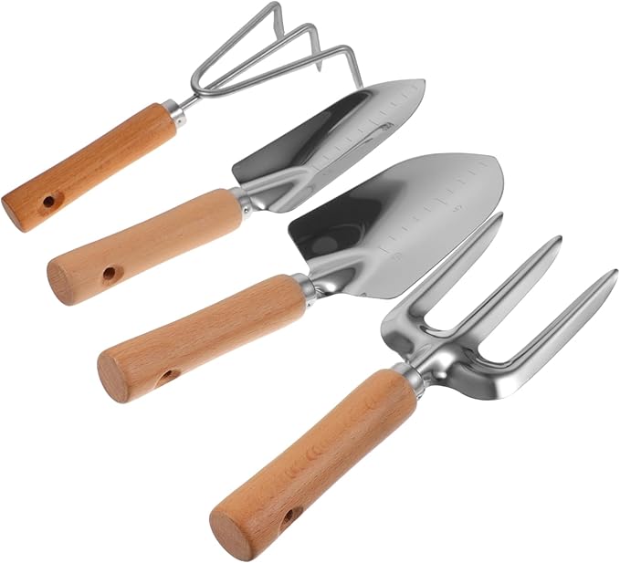 1set Garden Tools Handle Gardening Kit Rake Trowel and Hoe for Efficient Soil Digging and Planting for Outdoor Gardening and Landscaping