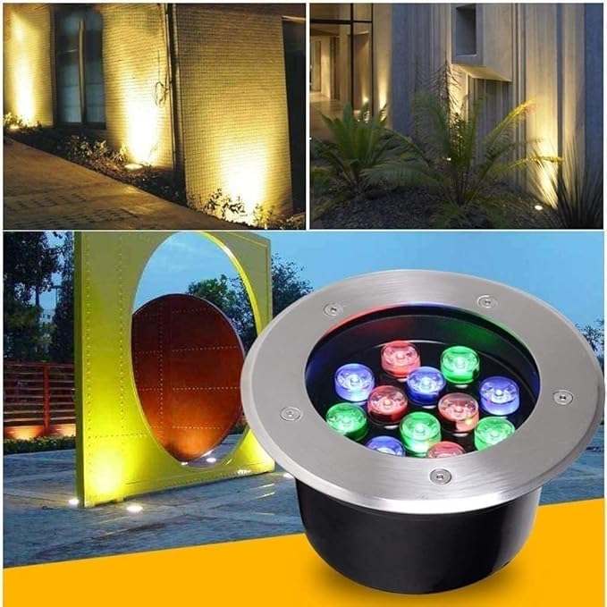 12W Outdoor Garden Landscape Lighting Stainless Steel Landscape Spotlights Pathway Illumination for Yard Lawn Walkway Driveway/Warm Light