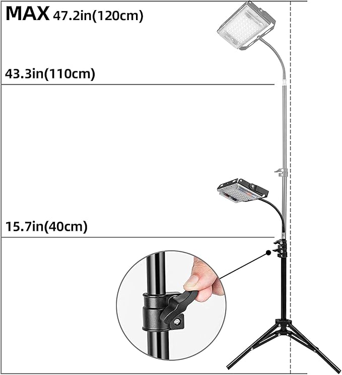 LBW LED Grow Light with Stand Full Spectrum 150W for Indoor Plants Adjustable Tripod Stand 15-47 Inches
