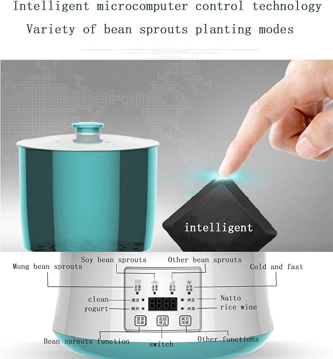 2pcs Germination Tank Intelligent PTC tat Heating Bean Sprout Machine Home Kitchen Bean Sprout Cultivation Kit 2 Layers US 2
