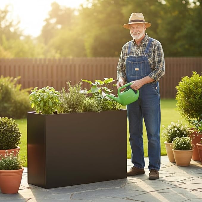 Galvanized Steel Raised Garden Bed 36x12x26 Inch Large Garden Planter Box for Vegetables Outdoor Metal Grow Box Minimalist Anti-Rust Steel Planter Box Patio Balcony Backyard