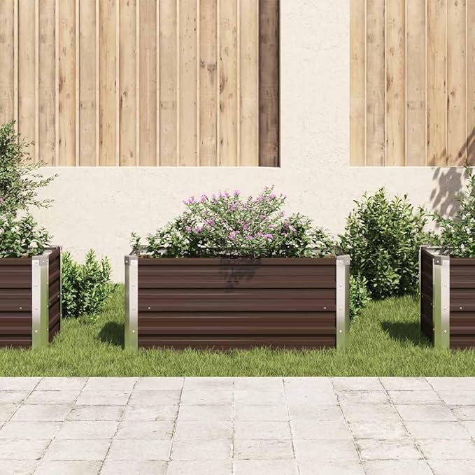Raised Garden Bed Brown Galvanized Steel 39.4 x 15.7 x 17.7 inches Durable Planter for Outdoor Plants Rectangular Gardening Solution