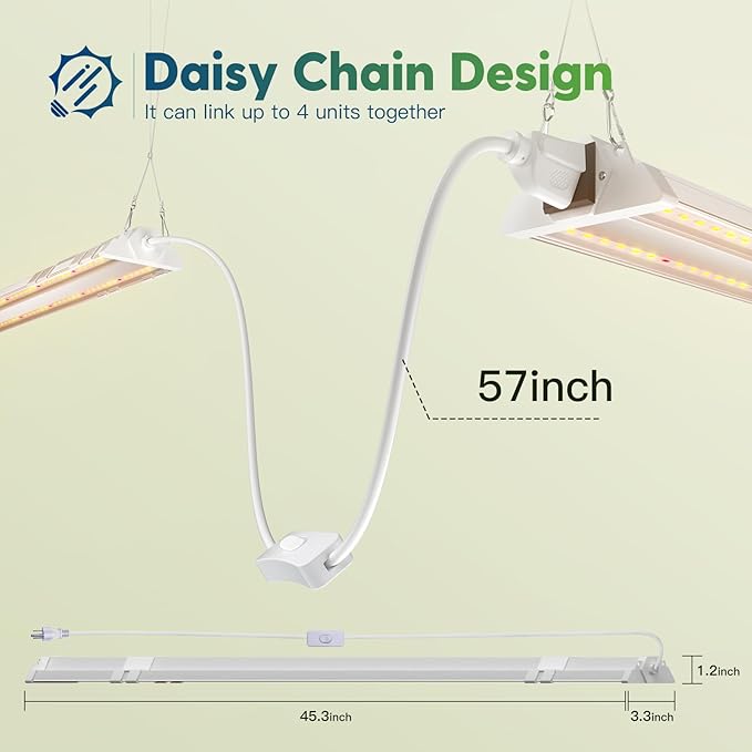 FREELICHT 6 Pack 4ft LED Grow Light 60W (350W Equivalent) Sunlike Full Spectrum Integrated Plant Light for Hydroponic Indoor Plant Succulent Seedling Veg and Flower Plug in with On/Off Switch