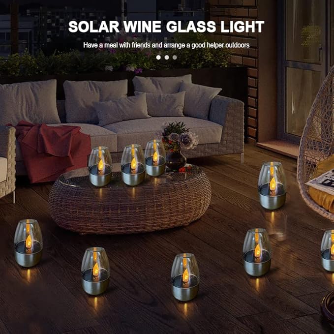 Plant Growing Lamps 5 Pack Solar Light Outdoor Garden LED Stainless Steel Candle Light Lawn Deck Night Light Solar Lighting for Balcony Garden Decor(1 Pack)