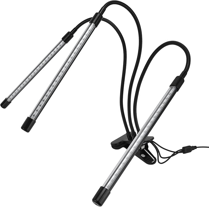 USB Grow Lamp for Indoor Plants | 5V Adjustable Gooseneck with Auto Timer | Clip On Plant Lamp for Hydroponics/Succulents/Seedlings | 3 Illumination Modes 360° Flexible Neck