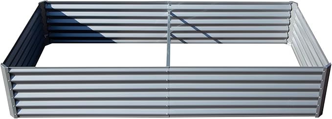 8x4x1.5 ft Galvanized Raised Garden Bed Outdoor Planter GBoxes Large Metal Planter Box for Gardening Vegetables Fruits Flowers Silver