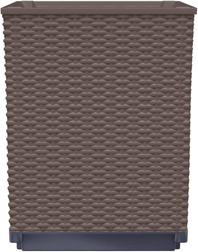 2 Pack Brown Planters 11.8x11.8x14.6 Polypropylene Plastic Outdoor Garden Bed for Vegetables Herbs Flowers