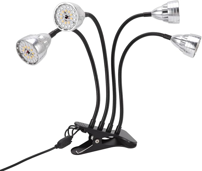 LED Grow Aluminium Alloy Light 4 Heads Bendable Adjustable USB Plant Light with Clip for Indoor - Full Plant Lights for Indoor Growing Light Grow Plants