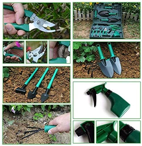 10pcs/Set Gardening Garden Tools Set Ergonomic Non Slip Trowel Rake Pruner Shears with Storage Case