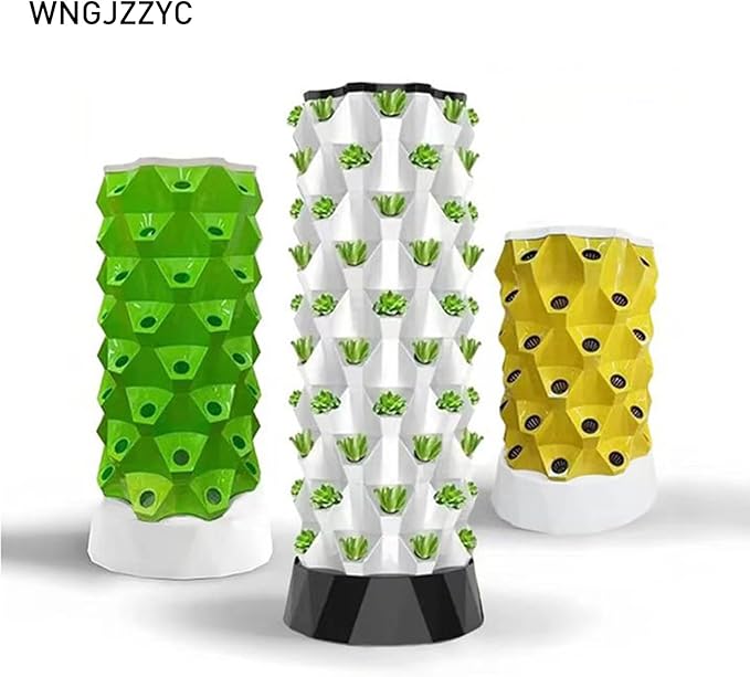 Hydroponic Tower Starter Kit Aeroponic Tower Hydroponics Tower Growing System Kit Vertical Farming Tower with Water Pump for Indoor Outdoor Use(140cm/55in)