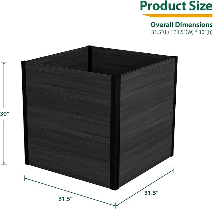 mondaria Modular Raised Garden Bed 4.8x2.6x2.5Ft Outdoor Rot-Resistant Planter Box Wood Plastic Composite DIY Combination Flower Bed Kit for Vegetables Herb (Black)