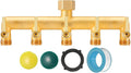 EBH Brass Garden Hose Splitter 5 Way Outdoor Frostproof Tap Hose Splitter with 5 Individual On/Off Valve and Extended Handle GHT 3/4-Inch Heavy Duty Hex Female Inlet and 3/4-Inch Male Outlet