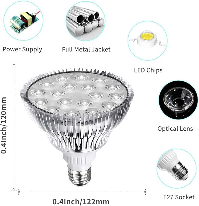 Deep Red 660nm Led Grow Lights Bulbs for Growth Bloom Fruiting Red Spectrum Enhancement LED Plant Light Bulbs for Indoor Plants 2 Pack