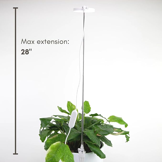 Mossify LED Grow Lights for Indoor Plants Full Spectrum – Adjustable Height (8”-28”) Dimmable Brightness Programmable Timer Long Lifespan – Ideal Grow Lights for Healthy Plant &amp Houseplants (Bl