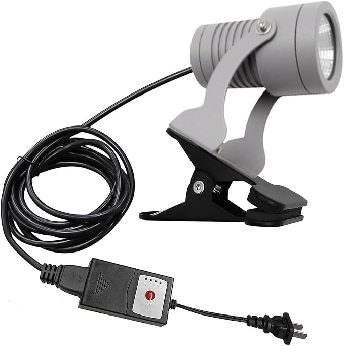 Kiven IP65 Waterproof LED Landscape Clamp Light Grey Decorative Spotlight Lamp with Plug-in Cord and Timer for Indoor Outdoor House Yard Step Statue LED Lawn Light (7W Warm White)