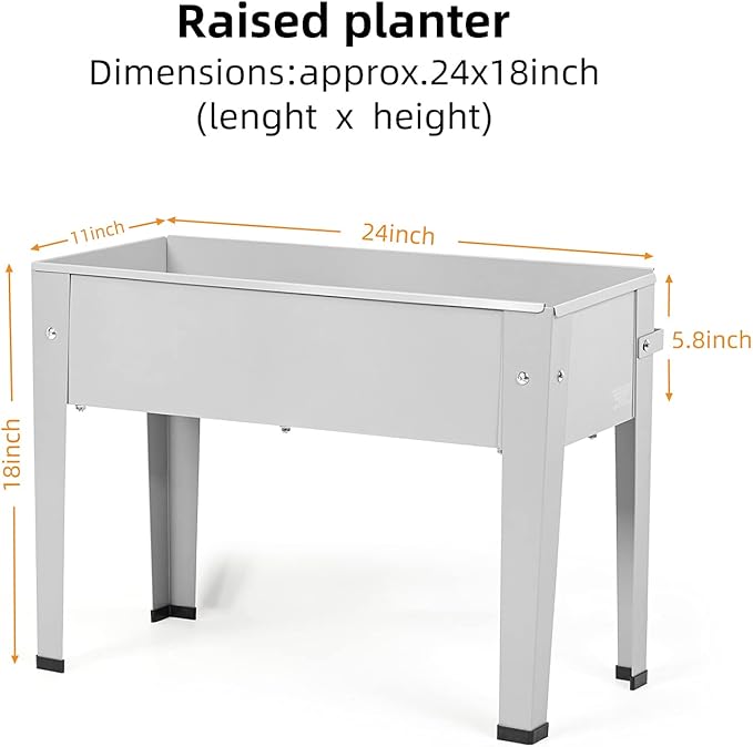 Metal Raised Garden BedRaised Planter Box with LegsHerbs and Vegetables Planter Suitable for Outdoor Patio Deck and Porch (Mini Gray)
