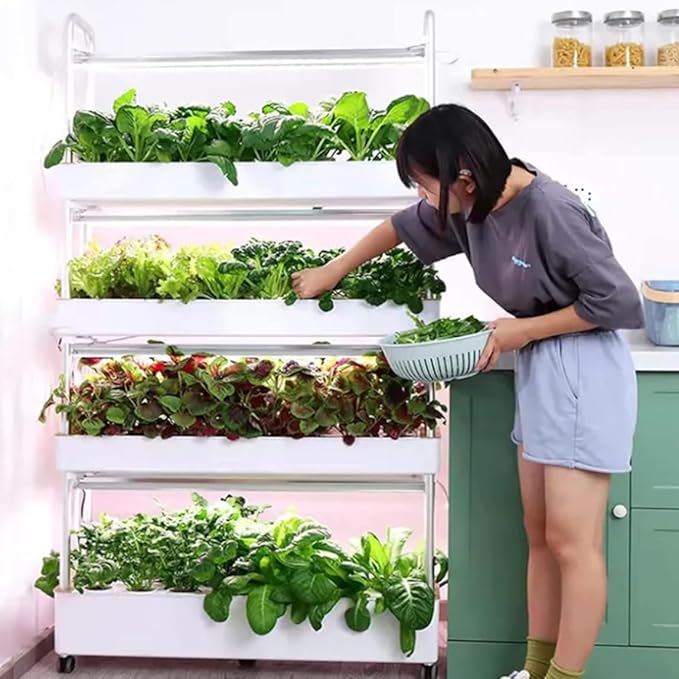 Hydroponics Growing TowerHydroponic Growing with Automated LED Grow Lights Garden Tower Aeroponics Growing Kit Intelligent Multi-Layer Planter Soilless Cultivation Equipment48holes