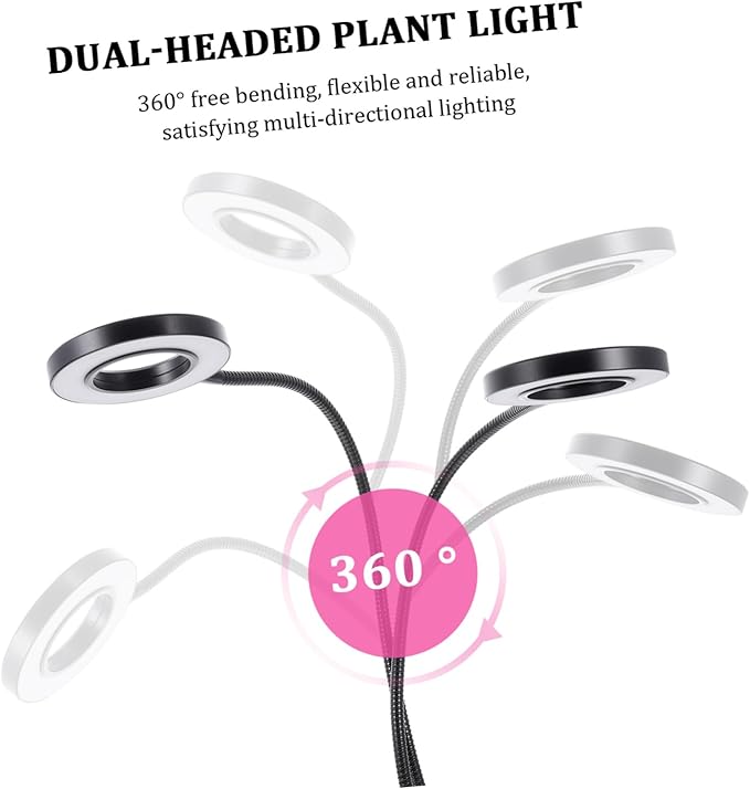 Dual Head LED Plant Growth Lamp for Indoor Use Powered with Clip Design for Enhancing Plant Growth Compact for Easy Setup and Mobility
