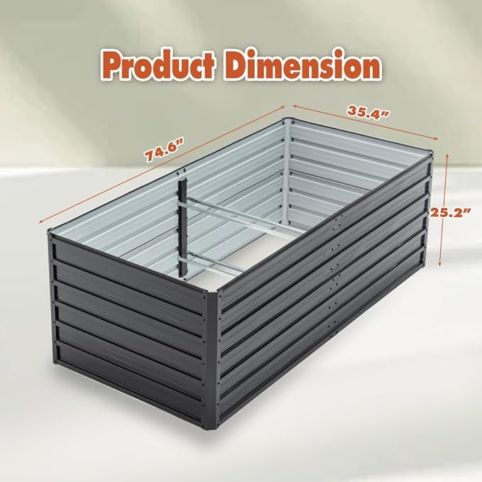 Galvanized Steel Raised Garden Bed 2 Pack 6x3x2 FT Large Metal Planter Boxes for Vegetables &amp Flowers Sturdy Easy Assembly Outdoor Garden Kit for Backyard Patio