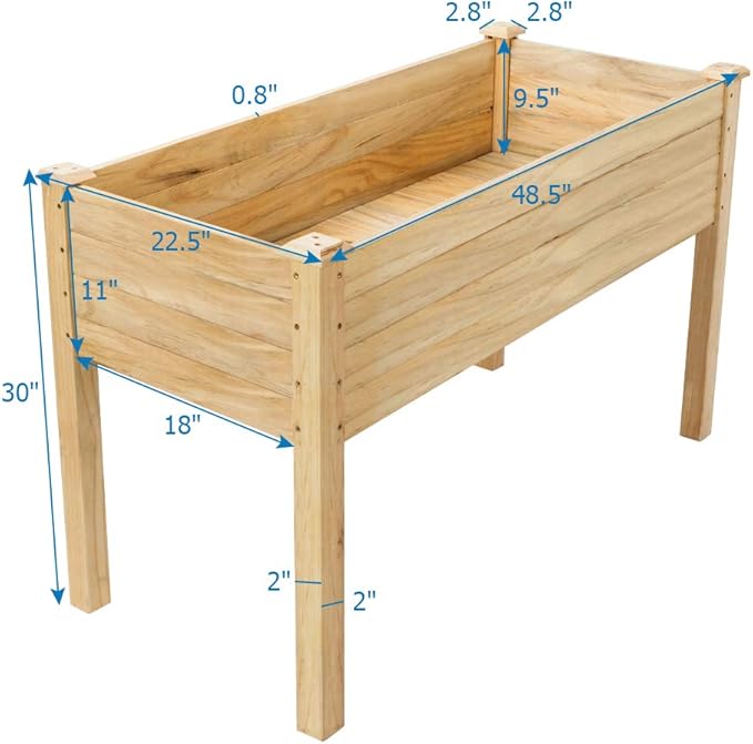 VINGLI Heavy Duty Raised Garden Bed with Bed Liner Wood Elevated Planter with Legs for Vegetables Fruits Potato Onion Flower Outdoor Sturdy Long Lasting Planter Box Kit (Elevated Without Wheels)
