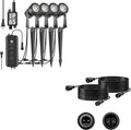 SUNTHIN 4 Pack Landscape Lighting with Dusk to Dawn Sensor Controller Bundle with 2pcs 6.5FT Extension Cord