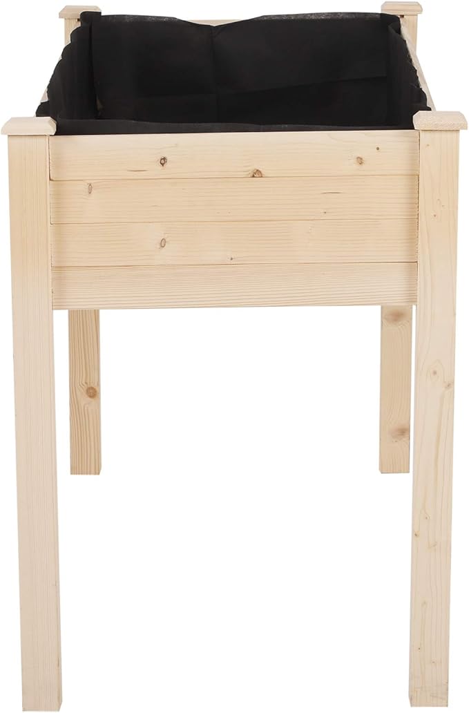 Outsunny Raised Garden Bed with Legs 48 x 22 x 30 Elevated Wooden Planter Box Self-Draining with Bed Liner for Vegetables Herbs and Flowers Backyard Patio Balcony Use Natural