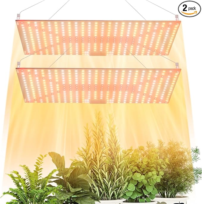 2Pcs 400W Plant Growing Lights AC100-277V Sunlight Hydroponic Seeds Fill Lamp UV/IR Greenhouse Tent Succulent Flowers Fruits Potting Cactus Vegetable Plants Lighting with Hook Hanging US Plug