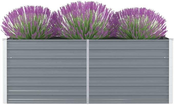Outdoor Garden Raised Bed Galvanized Steel Metal Outdoor Garden Raised Planter Box for Flowers Vegetables Fruits Herbs Gray 63x31.5x17.7