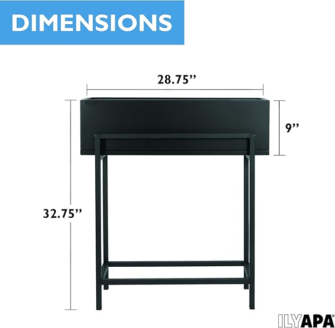 Ilyapa Raised Planter Box with Legs - 29x33x9 Inch Metal Raised Garden Bed for Outdoor or Indoor Herb Garden Plants Patio Balcony or Living Room