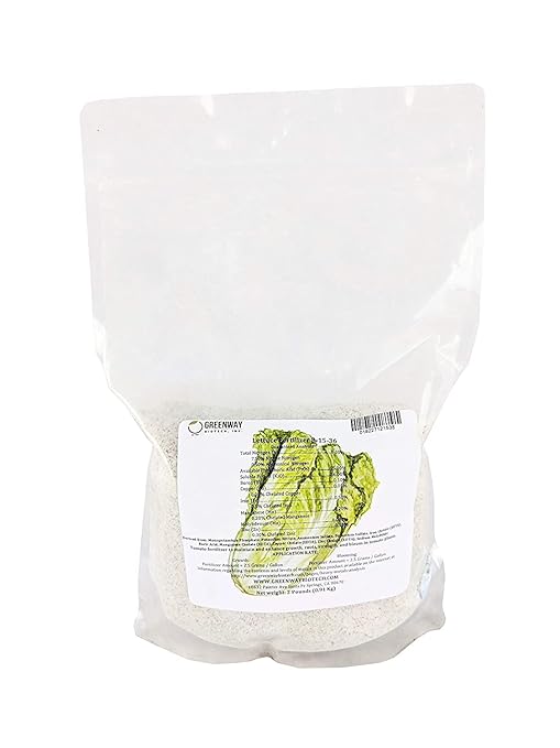 Greenway Biotech Inc. Lettuce Fertilizer 8-15-36 Powder - Water Soluble with Chelated Micronutrients for Lettuce Kale Spinach Microgreens - Helps Prevent Tip Burn - Hydroponics or Soil - 1 LB
