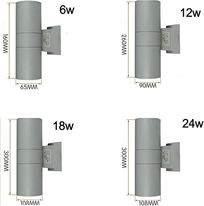 Long Range Led Beam Spotlight Outdoor Wall Washer Lamp IP65 Waterproof Villa Garden Column Lamp AC220V Double Head Up and Down Irradiation Exterior Wall Landscape Light(Yellow6w)