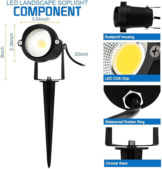 EAGLOD 5W Spot Lights Outdoor 5000K Daylight White Flag Pole Light 12V~24V AC/DC LED Landscape Spotlights Waterproof Low Voltage Landscape Lighting for Yar (12)
