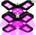 2Packs 200W Deformable Plant Light E27/E26 LED Greenhouse Hydroponic Luminaires 90-260V Indoor Plant Lamps 4 Adjustable Panels Red-Blue Spectrum for Succulent Cactus Cultivation Growth Box Fill Lights