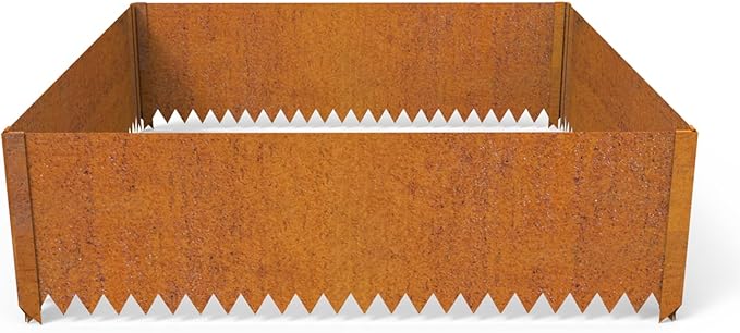 Cor-Ten Steel Raised Planter with Rust Patina Finish Pre-Rusted Cor-Ten Raised Garden Bed Kit4FT x 4FTx 14IN