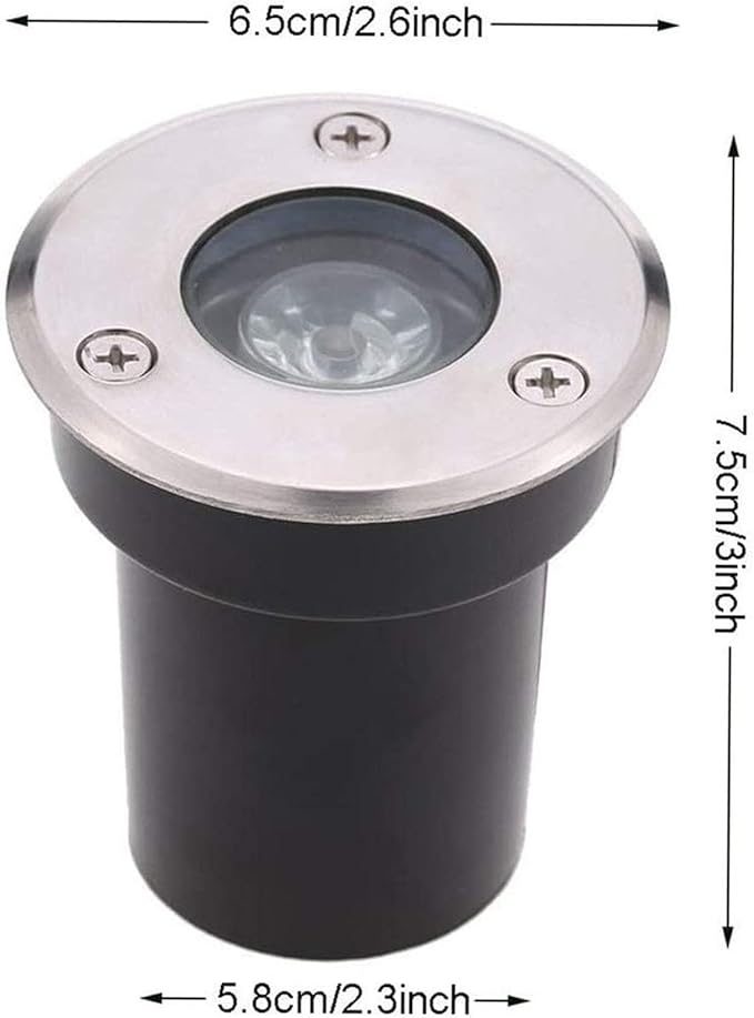 1W Recessed Outdoor Buried Lights Ground LED Landscape Lamp IP67 Waterproof Stainless Steel Spotlight 12/24V Low Pressure Garden Light for Lawn Sidewalk GWarm 24V