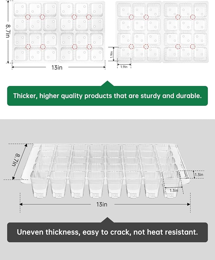 Large Seed Starter Trays with Heat Mat Seed Starter Kit with 48 Full Spectrum LEDs 24 Large Cells Seed Germination Kit with Adjustable Humidity Vents for Indoor Plants Seeds Starting