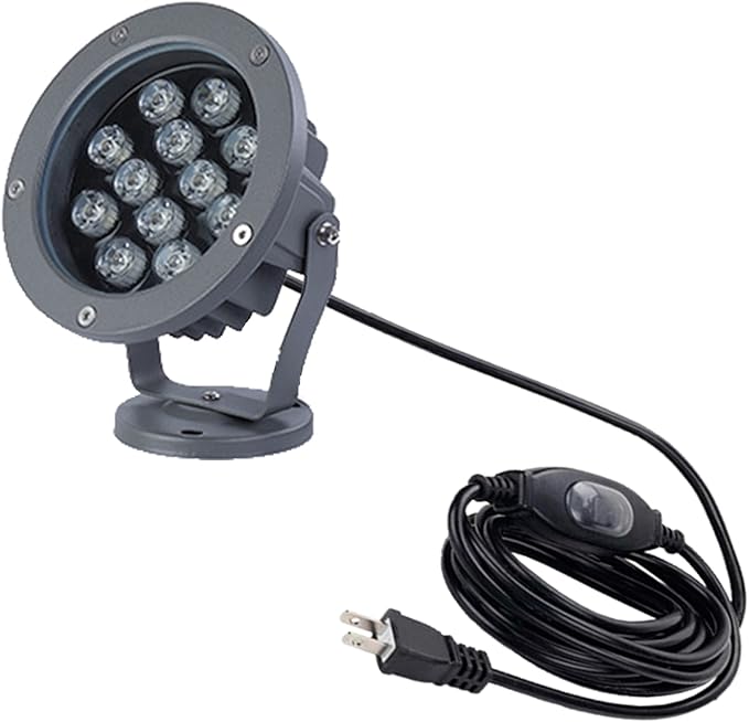 Kiven LED Plug-in Landscape Waterproof Downlight 12W LED Decorative Spotlight Lamp 110V with Plug for Indoor Outdoor Wall LightingIn-Ground Outdoor Landscape Lighting for Patio Pathway Lawn（3200K）
