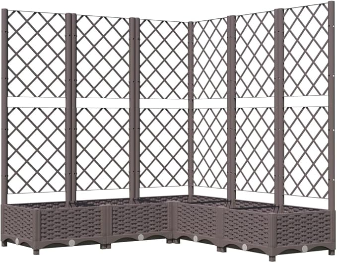 Garden Planter Box with Trellis 47.2 x 47.2 x 47.8 in Brown PP Matte Raised Bed Outdoor Flower &amp Vegetable Box for Patio Balcony Terrace