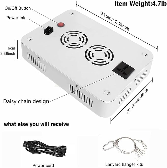 1200W LED Plant Grow Light - 3x3ft Full Spectrum Daisy Chain Plant Light with Double Switch and 3 Lighting Modes for Plants Seeding Veg &amp BloomWhite