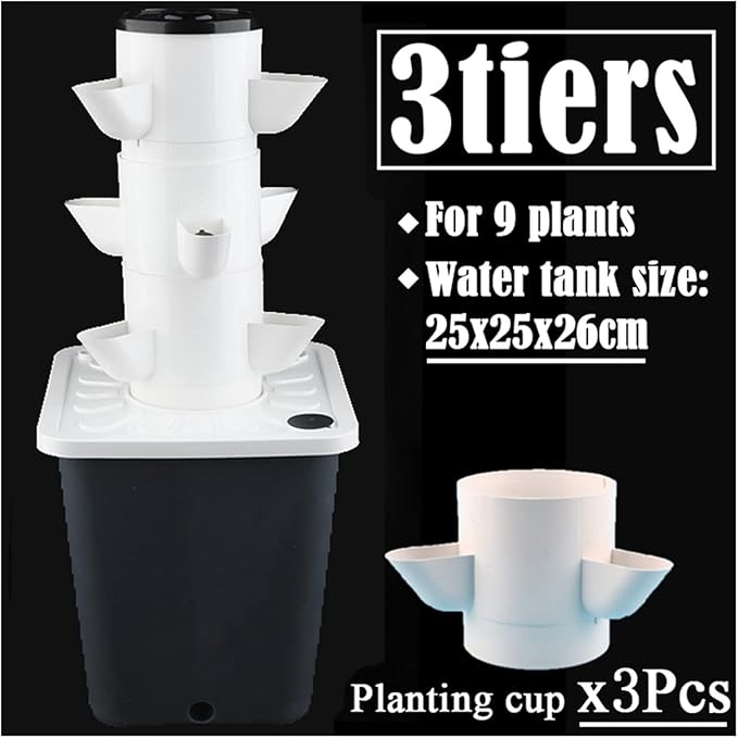 Hydroponic Tower Growing Sytem Balcony Hydroponic Growing System Detachable Colonization Cups Home Garden Farm Greenhouse Vertical Tower Planters Easy to Install and Operate (Bianco 3)