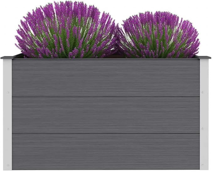 Grey Wood-Plastic Composite Raised Garden Bed 39.4x19.7x21.3 Inch Outdoor Planter Box for Patio Balcony and Terrace Planting