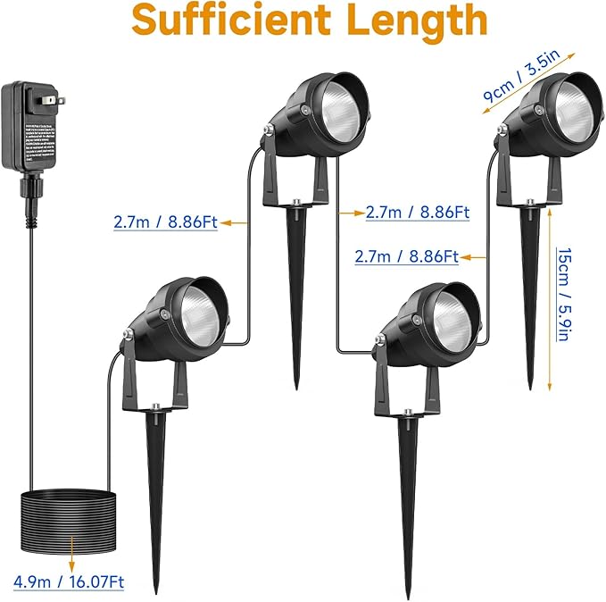 Christmas RGB and Warm White Spotlights with Timer 20W Individual Control Halloween Spot Lights Outdoor IP65 Waterproof Landscape Spotlight for Yard Garden 4 Lights