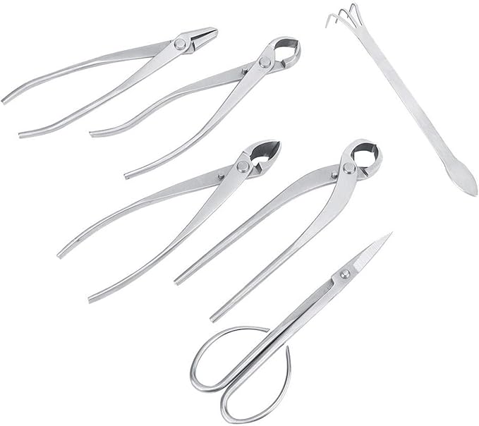 Bonsai Tools Set 6pcs Stainless Steel Bonsai Garden Plant Tree Scissors Trimming Cutting Tool Set with Storage Bag Garden Plant Tools