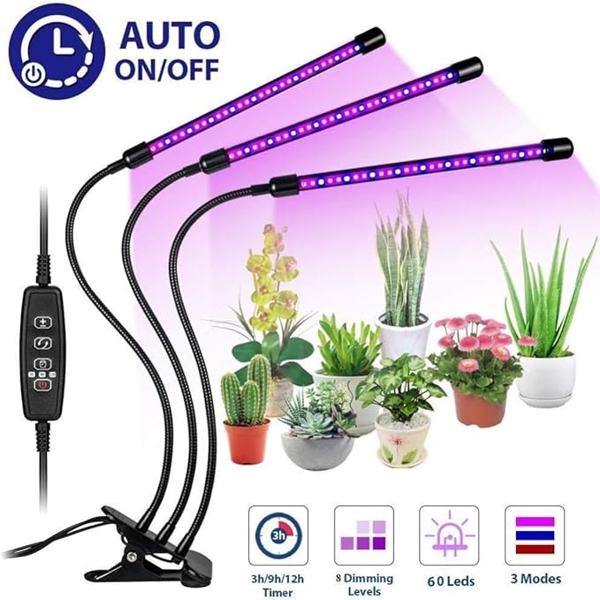 Grow Lights for Indoor Plants Five Head LED Grow Light with Full Spectrum Red White Spectrum for Indoor Plant Growing Lamp Adjustable Gooseneck Suitable for Plant (Five-Head Plant Light)