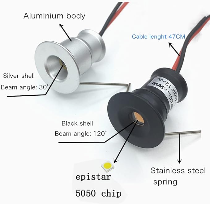 Color+Control Outdoor 1W Spotlight 12V Mini Spotlights Lighting Angle 120° with Transformer 18Pack